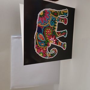 Handmade Elephant Diamond Painting Greeting Card